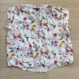 Buffalo David Bitton Floral Blouse - White with Pink and Gold